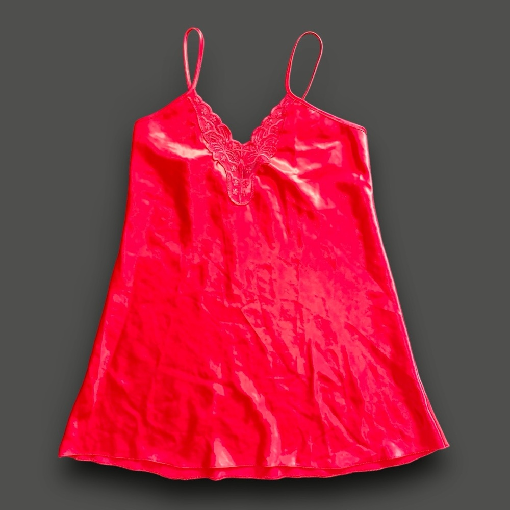 v i n t a g e :: Satin Slip Dress Lace Nightgown Chemise - Picture 4 of 12